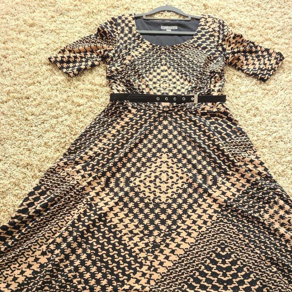 Roz & Ali Womens checkered peblum-style dress